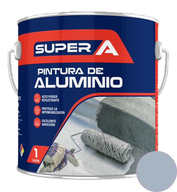 Pintura De Aluminio Reflectiva P/Manto 1 Gl ( 3.78 Lts ) Ref.00300100101001 Cod.000338 Marca Super A