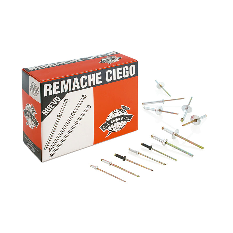 Remache Ciego 4-4 (1/8" X 3/8") Unidad Ref. Caja 500 Und Ref. Rc-N44 Cod. 001380 Marca Mejia