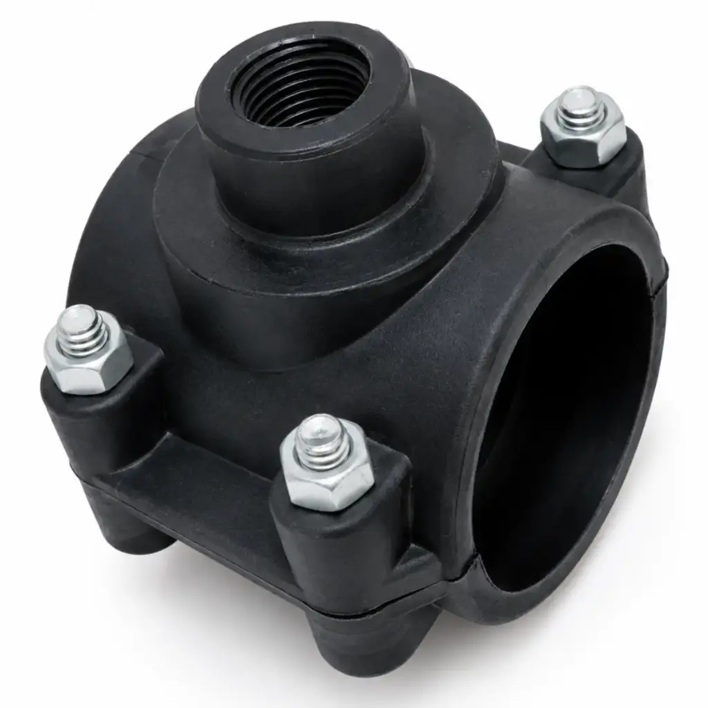 ABRAZADERA SIMPLE DE POLIETILENO PE 90 MM X 1/2" PARA RIEGO REF. CP90AS12 MARCA UNITECA