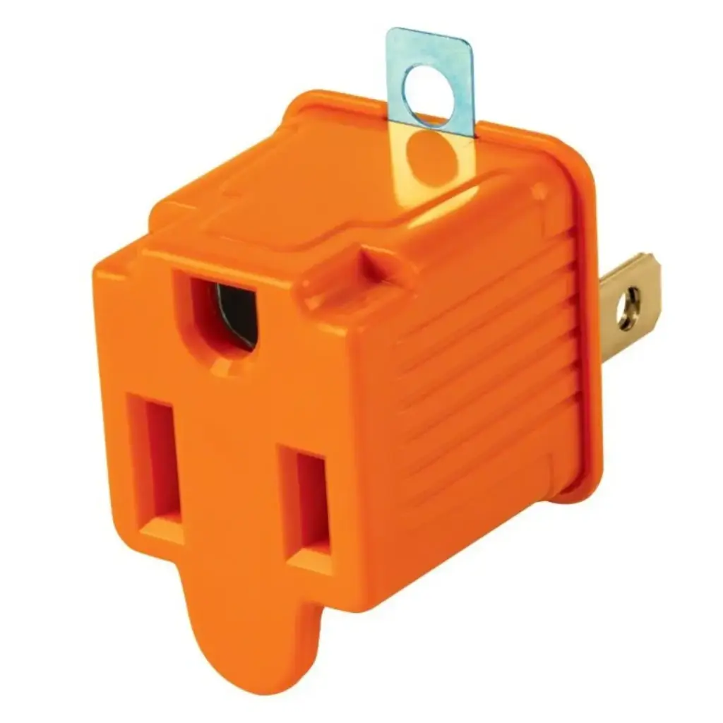 ADAPTADOR / ENCHUFE DE 3 A 2 POLOS 15 AMP 127 V GOMA NARANJAREF. 46253 MARCA VOLTECK