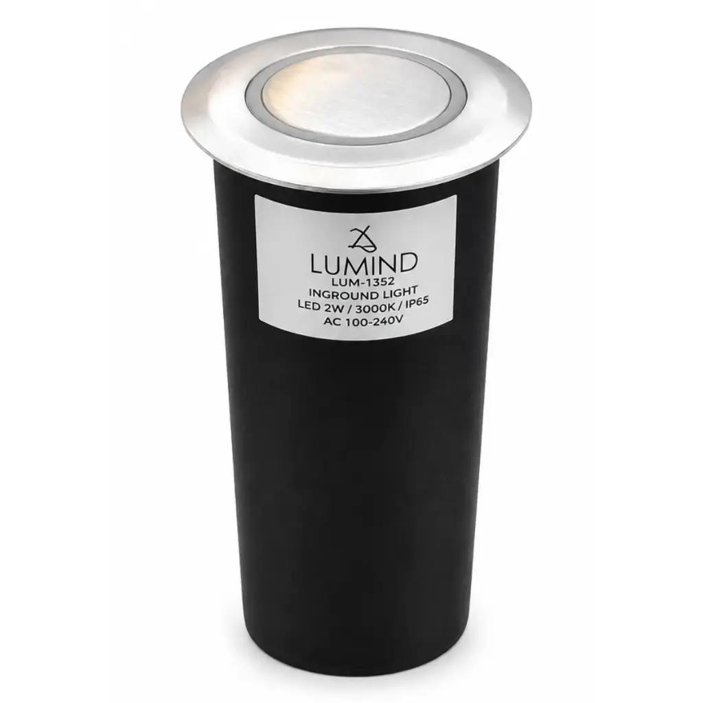 APLIQUE / LUMINARIA REDONDA PISO 2 W 3000K 100-240V IP65 ACERO INOX REF. LUM-1352 MARCA LUMIND
