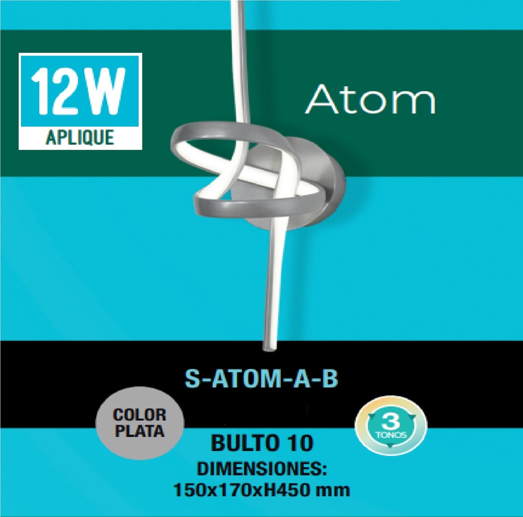 APLIQUE PARED 12 W 110-260V 3 TONOS 3CCT CONTROL POR INTERRUPTOR C/ PLATA REF S-05A1-P LUCERNA