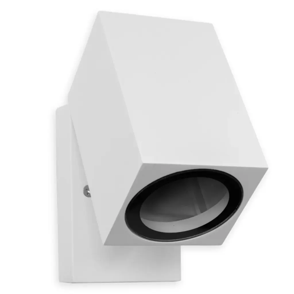 APLIQUE PARED PARA DICROICO DIRIGIBLE GU10 IP65 RECTANGULAR P/ EXTERIOR BLANCO REF. LUM-1468 LUMIND