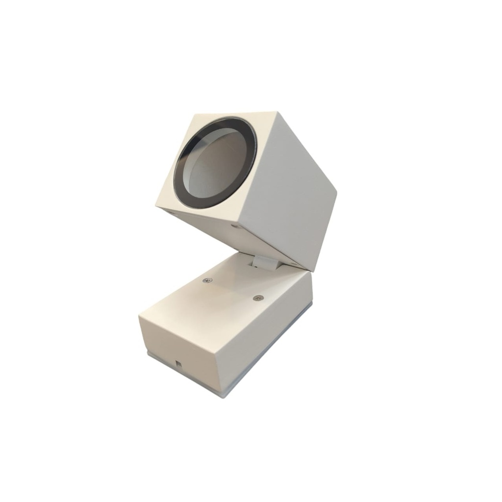 APLIQUE PARED PARA DICROICO DIRIGIBLE GU10 IP65 RECTANGULAR P/ EXTERIOR BLANCO REF. LUM-1468 LUMIND