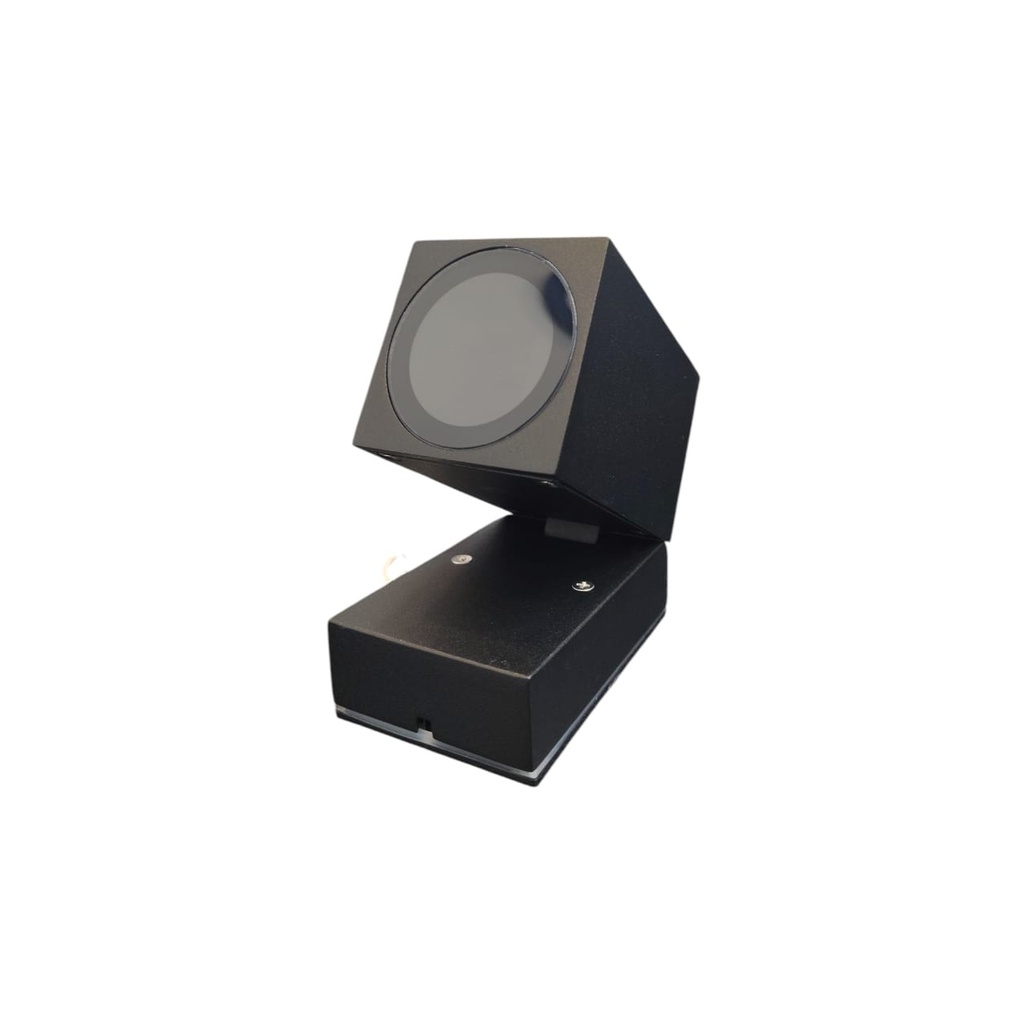 APLIQUE PARED PARA DICROICO DIRIGIBLE GU10 IP65 RECTANGULAR P/ EXTERIOR NEGRO REF. LUM-1469 LUMIND