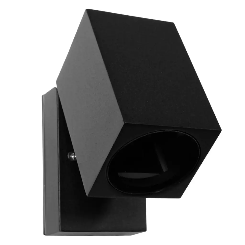 APLIQUE PARED PARA DICROICO DIRIGIBLE GU10 IP65 RECTANGULAR P/ EXTERIOR NEGRO REF. LUM-1469 LUMIND