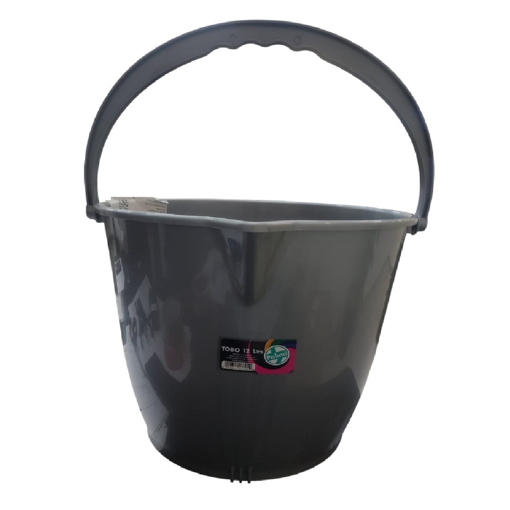BALDE / TOBO PLASTICO REDONDO 12 LTS CON ASA Y PICO COLOR GRIS REF. 033010 / 40403002 PALMA REAL