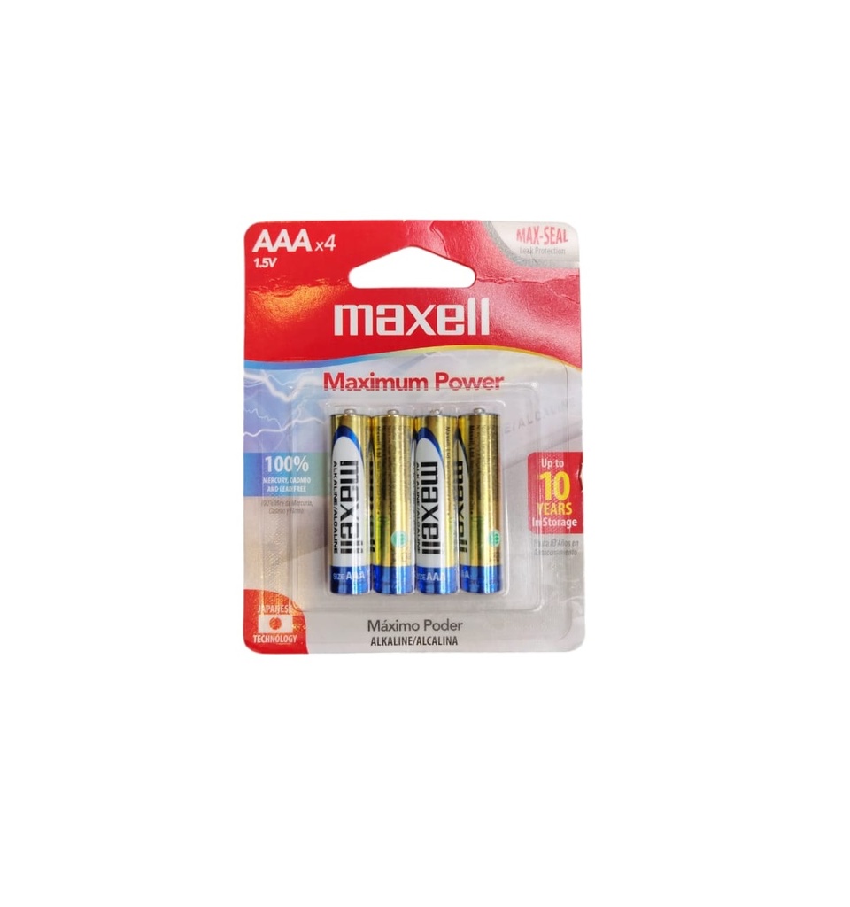 BATERIA ALCALINA "AAA" BLISTER 4 UND 1.5 V REF. 723865 / 723841 / 22-10-005 MARCA MAXELL