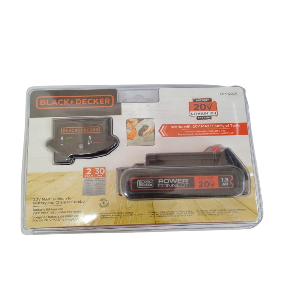 BATERIA DE LITIO DE 1.5 AH 20 V + CARGADOR MOD. LBXR20CK REF BAT-721 / 509107 MARCA BLACK AND DECKER