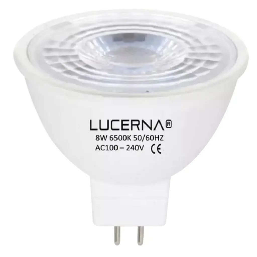 BOMBILLO DICROICO LED MR16 8 W 6500 K 640 LM 50 - 60 HZ AC 100 -240 V COD. 131358 / 93077032 MARCA LUCERNA