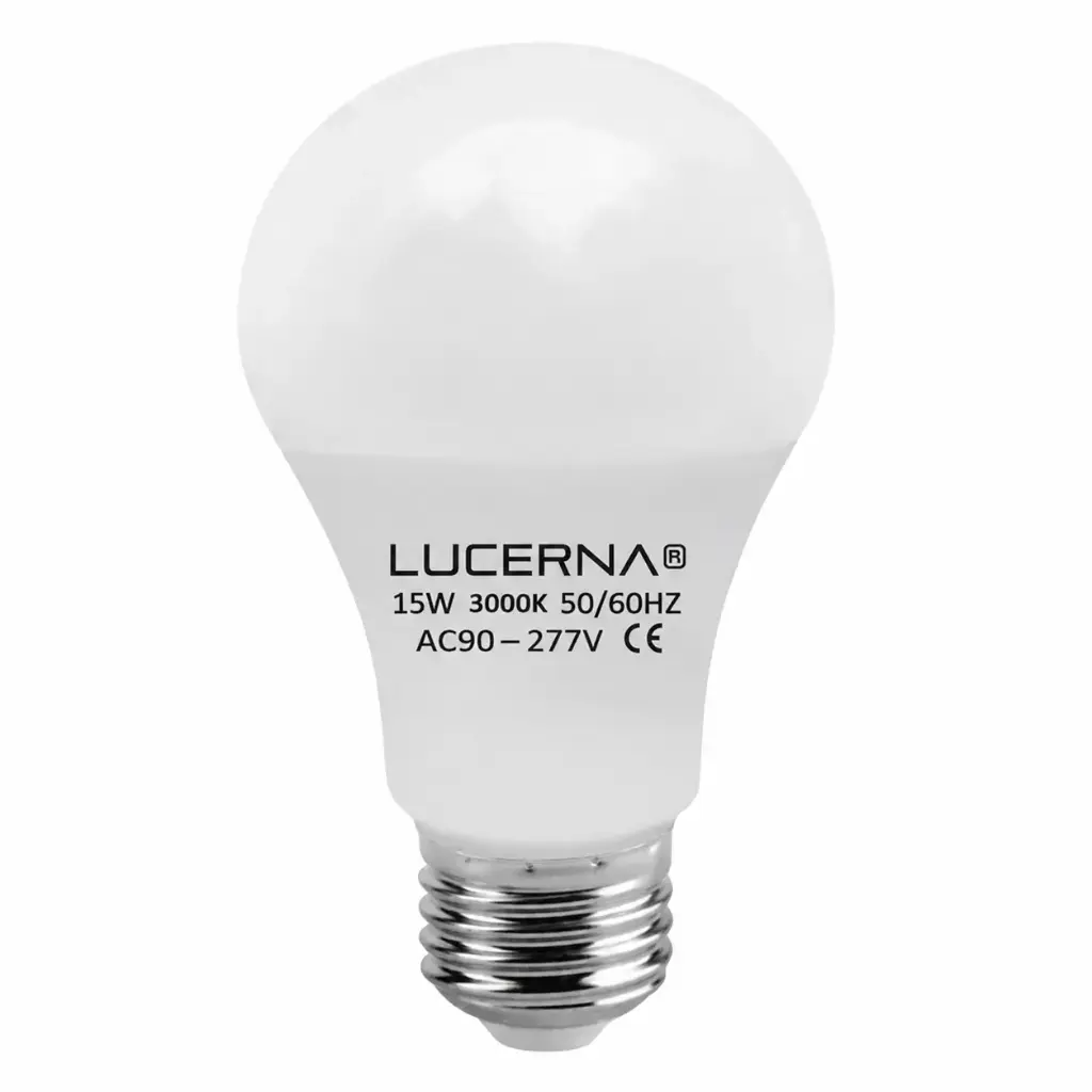 BOMBILLO LED TIPO BULBO 15 W E27 3000 K (LUZ CALIDA) 90 - 277 V 1350 LM MOD. 15W A60 3K REF. 93072215 MARCA LUCERNA