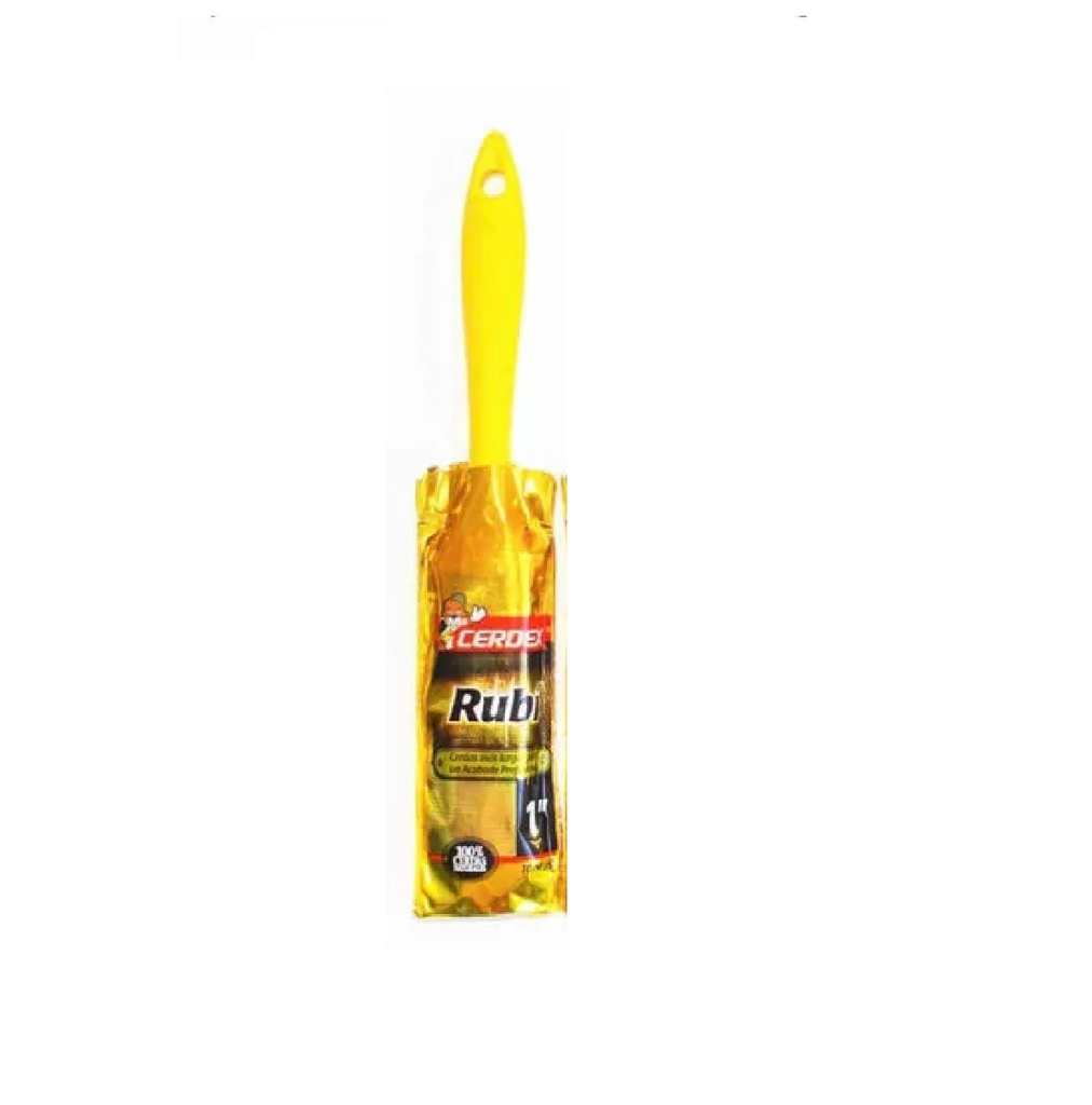 BROCHA DE 1" MOD. RUBI MANGO AMARILLO REF. 143104 MARCA CERDEX