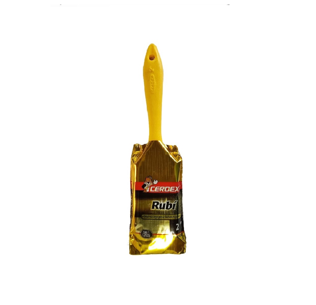 BROCHA DE 2" MOD. RUBI MANGO AMARILLO REF. 143203 MARCA CERDEX