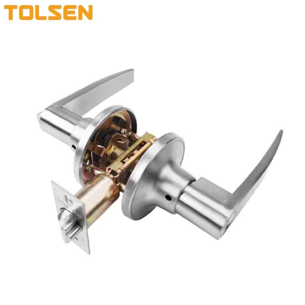 CERRADURA DE MANILLA / TUBULAR C/ ROSETA PARA CUARTO C/ LLAVE ACERO INOX REF. 55166 TOLSEN