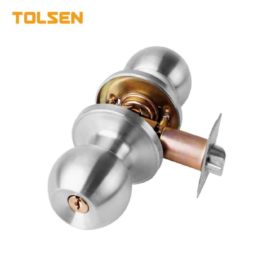 CERRADURA DE POMO / BOLA CON LLAVE ACERO INOX. PARA DORMITORIO SATINADO REF. 55160 MARCA TOLSEN