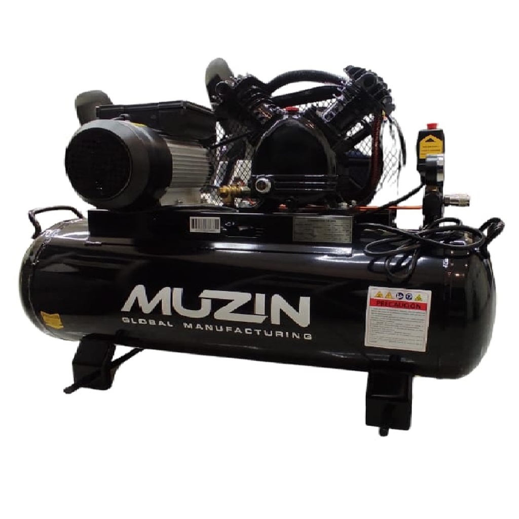 COMPRESOR HORIZONTAL C/RUEDAS C/ CORREA 70 LTS 2 HP 115 PSI 110-220V 980 RPM 2 FASE REF XBC270 MUZIN