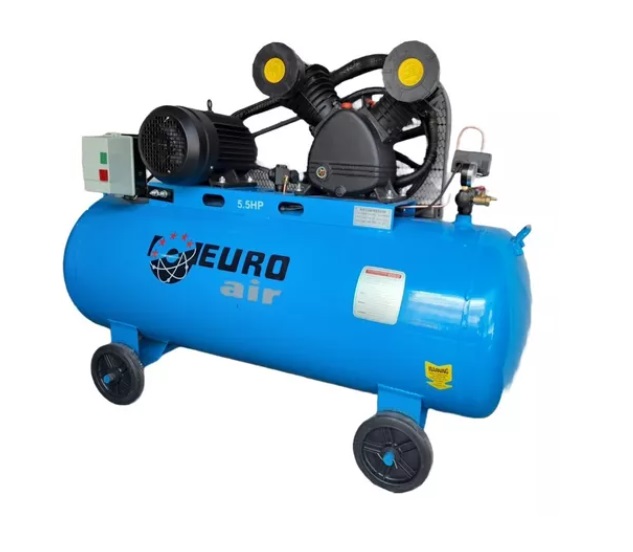 COMPRESOR HORIZONTAL C/RUEDAS TRIFASICO 270 LTS 5.50 HP 220V 3600RPM REF.C5.5HP/270 MARCA EUROAIR