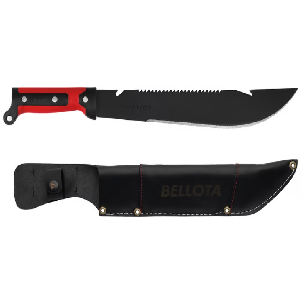 CUCHILLO / MACHETE 12" T/ RAMBO NEGRO C/ FUNDA MANGO BIMATERIAL REF. 029120 / 120465NEBM BELLOTA