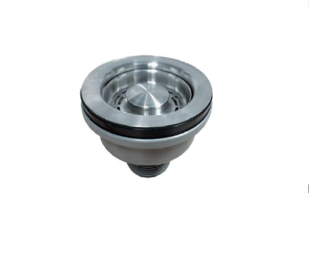 DESAGUE PARA FREGADERO DE LUJO ACERO INOX. 3 1/2" CON PLASTICO REF DES-501 MARCA UNIQUE
