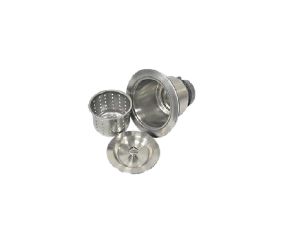 DESAGUE PARA FREGADERO DE LUJO ACERO INOX. 3 1/2" CON PLASTICO REF DES-500 MARCA UNIQUE