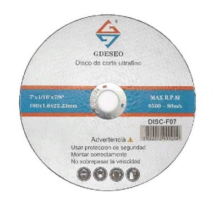 DISCO DE CORTE 7 " X 1/16" ( 1.59 MM) X 7/8" REF. DISCF07 MARCA GDESEO