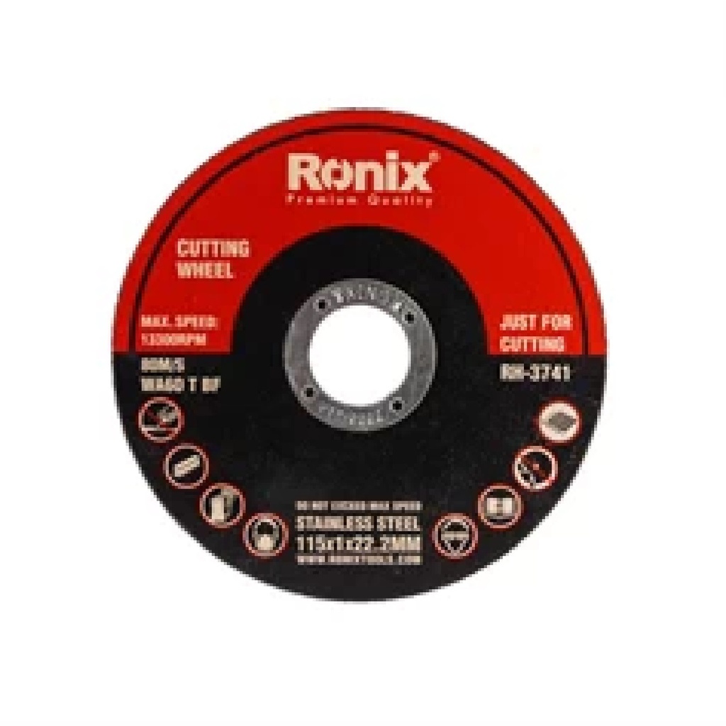 DISCO DE CORTE FINO CENTRO PLANO ACERO INOX DE 4 1/2" X 3/64 " X 7/8" REF RH-3741 / 510845 RONIX