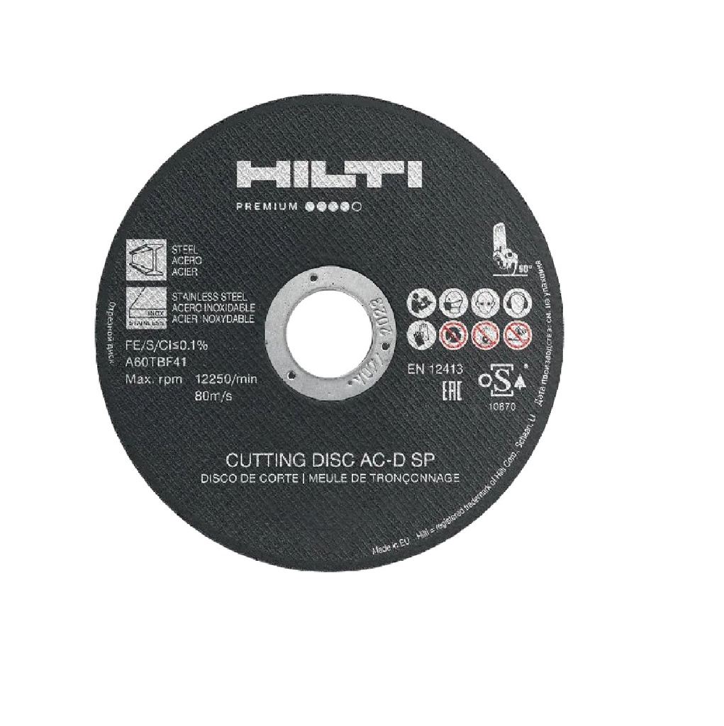 DISCO DE DESBASTE METAL 4 1/2" X 1/4" X 7/8" MOD. AC-D SP UNIDAD REF. 150738 MARCA HILTI