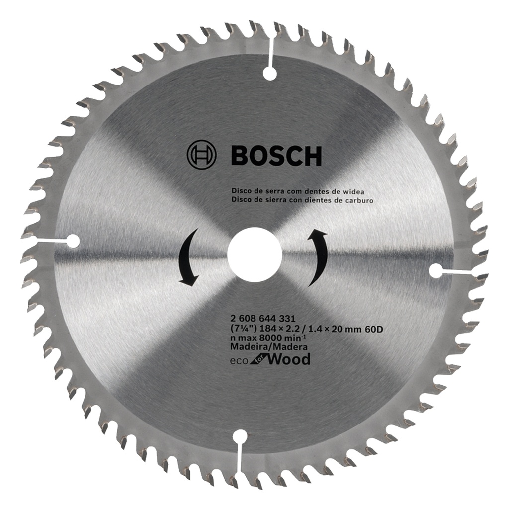 DISCO DE SIERRA TCT PARA MADERA 7 1/4" X 5/8 X 2,5 MM 60 DIENTES REF. 2608644331 / 880596 MARCA BOSCH