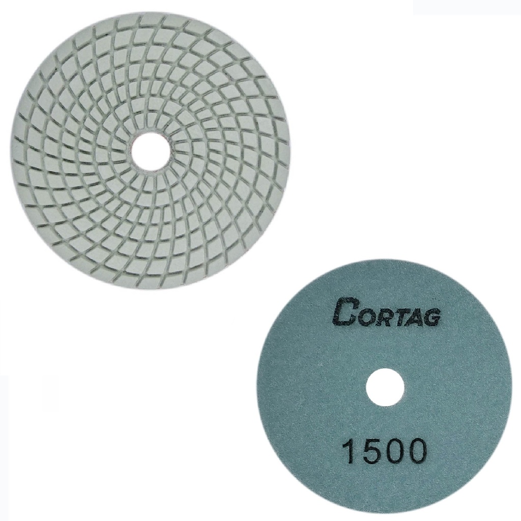 DISCO DIAMANTADO P/ PULIR SUPERF. SECO / HUMEDO 4" GRANO G1500 C/ VERDE CLARO REF 62150 CORTAG RT