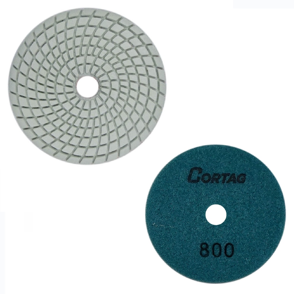 DISCO DIAMANTADO P/ PULIR SUPERF. SECO / HUMEDO 4" GRANO G800 C/ VERDE REF 62149 / 421491 CORTAG RT