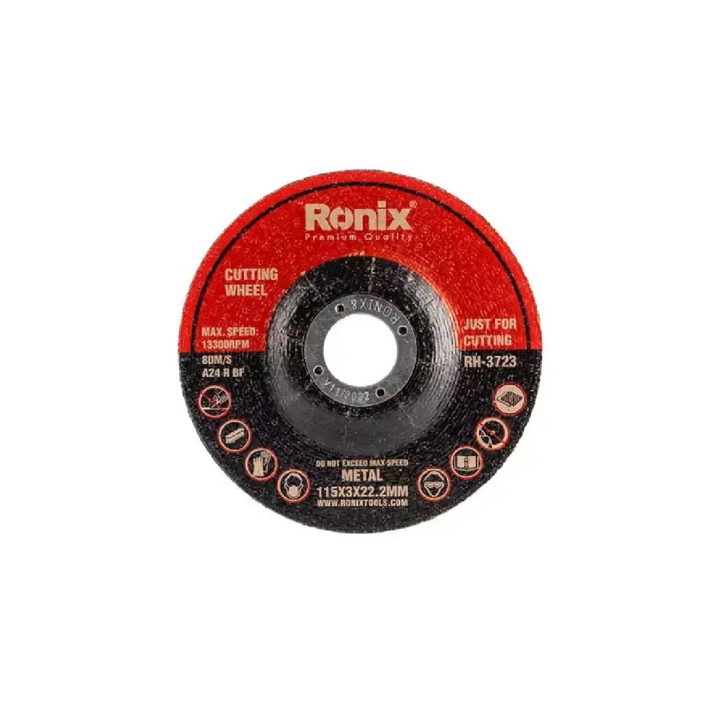 DISCOS DE CORTE P/ ACERO INOX. 4 1/2" 115 X 22.23 X 3.0  13.300 RPM REF. RH-3723 / 350245 MARCA RONIX