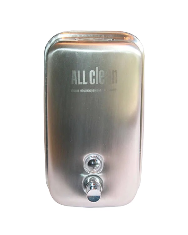 DISPENSADOR DE JABON DE 1000 ML DE ACERO INOX. 20 X 12 X 10 CM REF. SD-002-3-304 MARCA ALL CLEAN