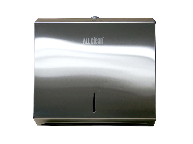 DISPENSADOR DE TOALLAS DE MANO EN Z MULTIFOLD ACERO INOX. 27 X 28 X 11 CM REF.NJM-011A ALL CLEAN