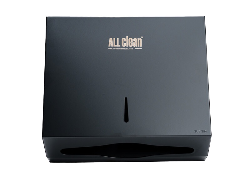 DISPENSADOR DE TOALLAS DE MANO EN Z MULTIFOLD ACERO INOX. NEGRO 27X28 X11 CM REF. NJM-011B ALL CLEAN