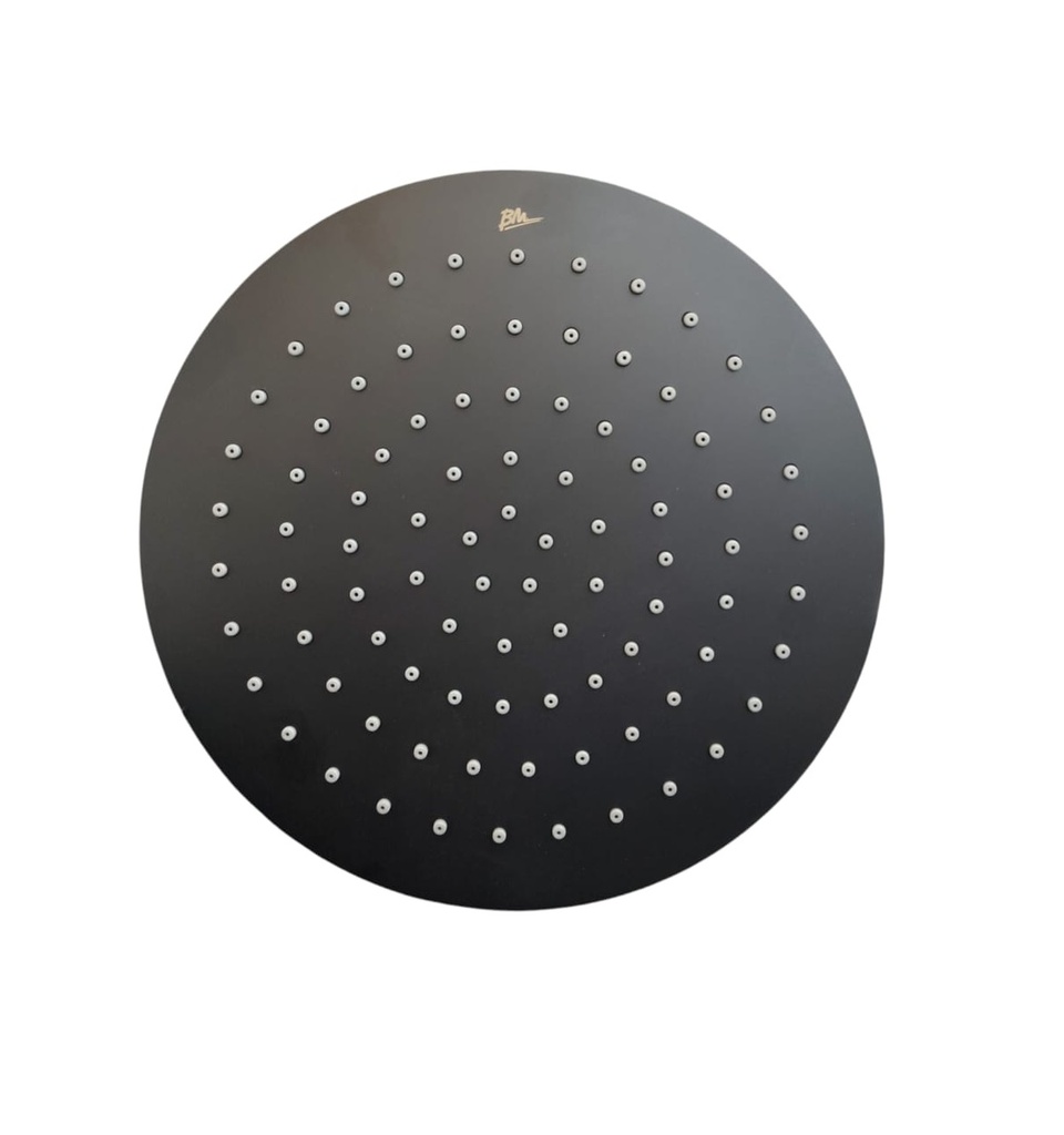 DUCHA / REGADERA ANTICALCAREO REDONDA DE 9" PLASTICO ABS PLANA SERIE BLACK REF. BM-AROT101 MARCA BM