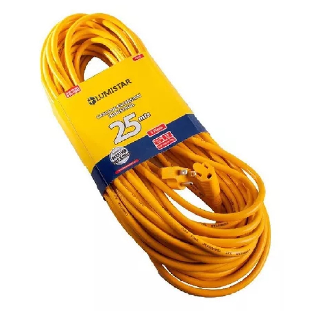 EXTENSION ELEC INDUSTRIAL 2 X 16 AWG 25 MTS 13 AMP COLOR AMARILLO REF. CX10 / 015022 MARCA LUMISTAR