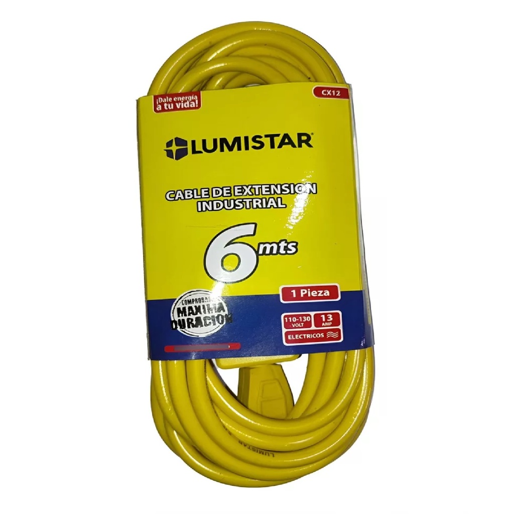EXTENSION ELEC INDUSTRIAL 2 X 16 AWG 6 MTS 13 AMP COLOR AMARILLO REF. CX14 / 015046 MARCA LUMISTAR