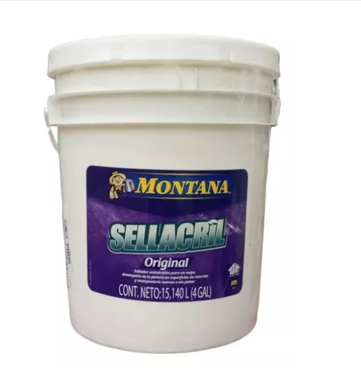 FONDO ANTIALCALINO ( PARA PAREDES HUMEDAS ) SELLACRIL PAILA 4 GL REF. FA0-20710140 MARCA MONTANA