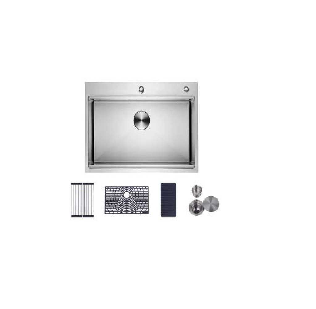 FREGADERO 1 TINA ACERO INOX TOPE / EMPOTRAR 76 X 51 X 22 CM S/ ACCES. NEGRO REF. ONTARIO-BS GASCO
