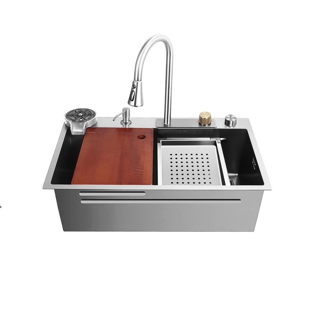 FREGADERO DE SOBREPONER ACERO INOXIDABLE 76,2 X 45,7 X 21,6CM C/ GRIFERIA REF FRE-1000 MARCA UNIQUE