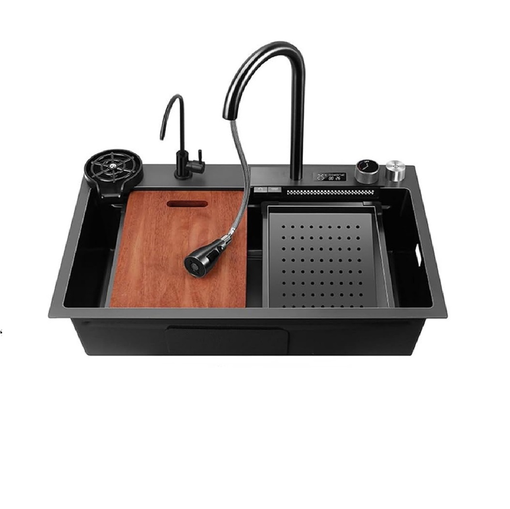 FREGADERO DE SOBREPONER ACERO NEGRO MATE 76,2 X 45,7 X 21,6CM C/ GRIFERIA REF FRE-1001 MARCA UNIQUE