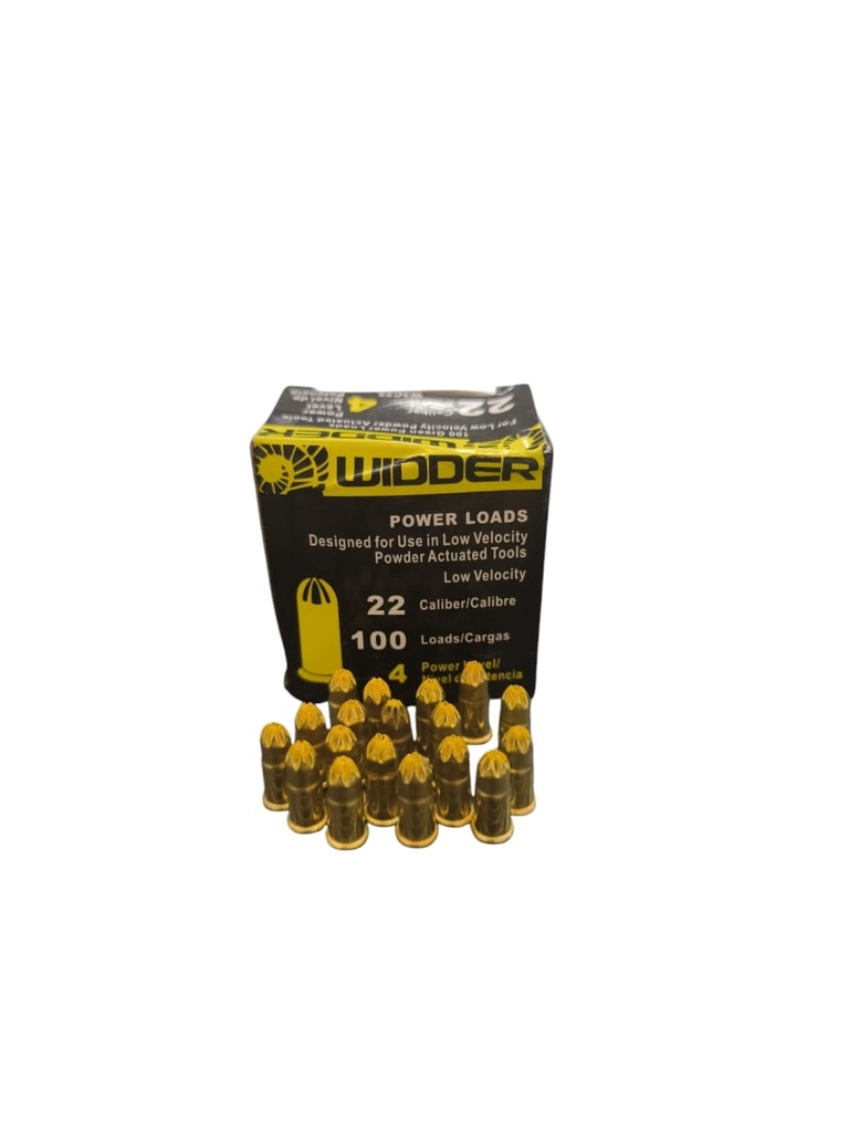 FULMINANTE CAL 22 AMARILLO POTENCIA NVL 4 ( CAJA 100 UND ) REF. 0000015 MARCA WIDDER