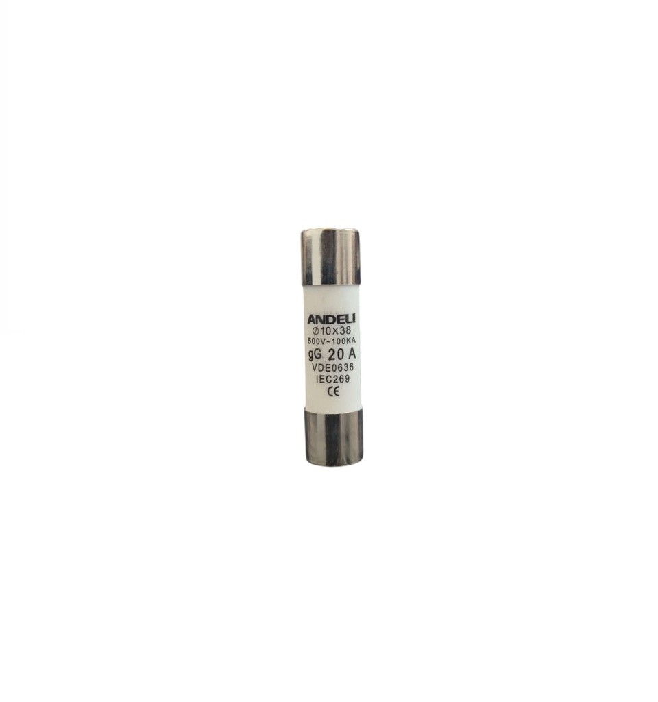 FUSIBLE 10 X 38 MM 20 A 500 V AC ( UNIDAD) REF. CON29374 / 001591 MOD. GG-R015-20 MARCA ANDELI