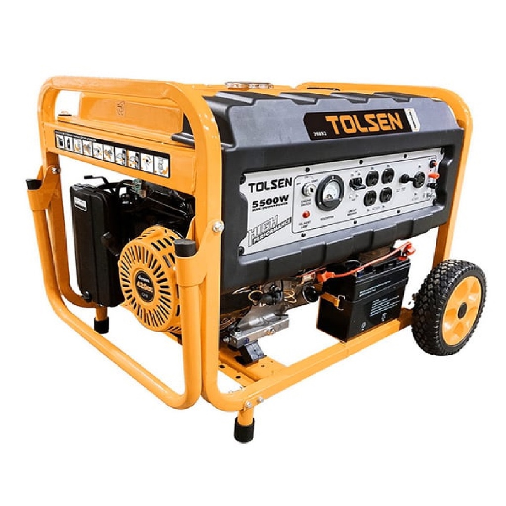 GENERADOR 5 KVA GASOLINA MOTOR 4 TIEMPO MONOCILINDRO 420CC 120V-220V TANQUE 27 L REF. 79892 TOLSEN