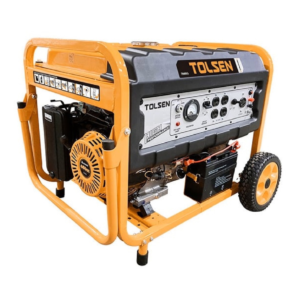 GENERADOR 7,5 KVA GASOLINA MOTOR 4 TIEMPO MONOCILINDRO 460CC 120V-220V TANQUE 27 L REF. 79893 TOLSEN