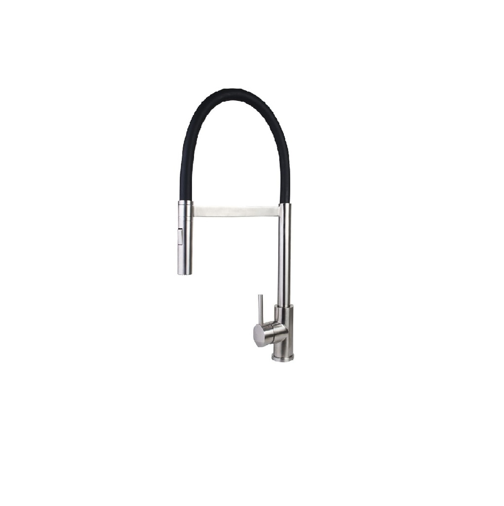 GRIFERIA MONOMANDO ALTO P/ FREGADERO ACERO INOX MANGUERA EXTRAIBLE BRUSH DE SILICON REF NARDIS GASCO