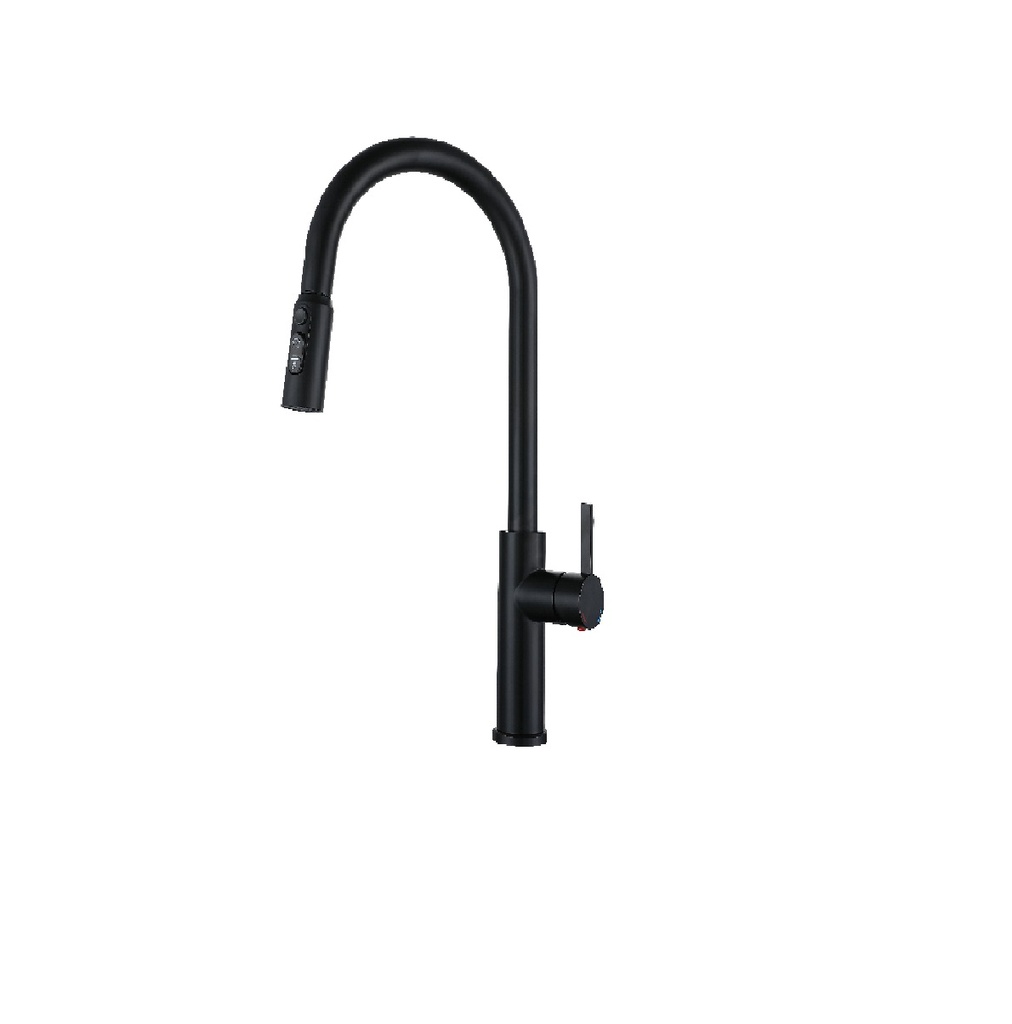 GRIFERIA MONOMANDO ALTO P/ FREGADERO ACERO INOX MANGUERA EXTRAIBLE GRIS Y NEGRO REF. GINORA-B GASCO