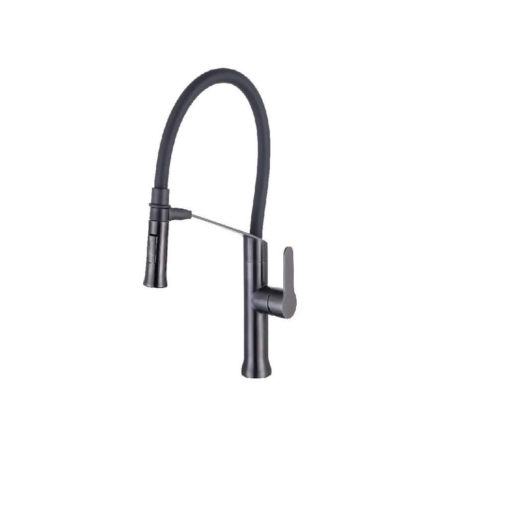 GRIFERIA MONOMANDO ALTO P/ FREGADERO ACERO INOX MANGUERA EXTRAIBLE NEGRO REF GENOVA-GG MARCA GASCO