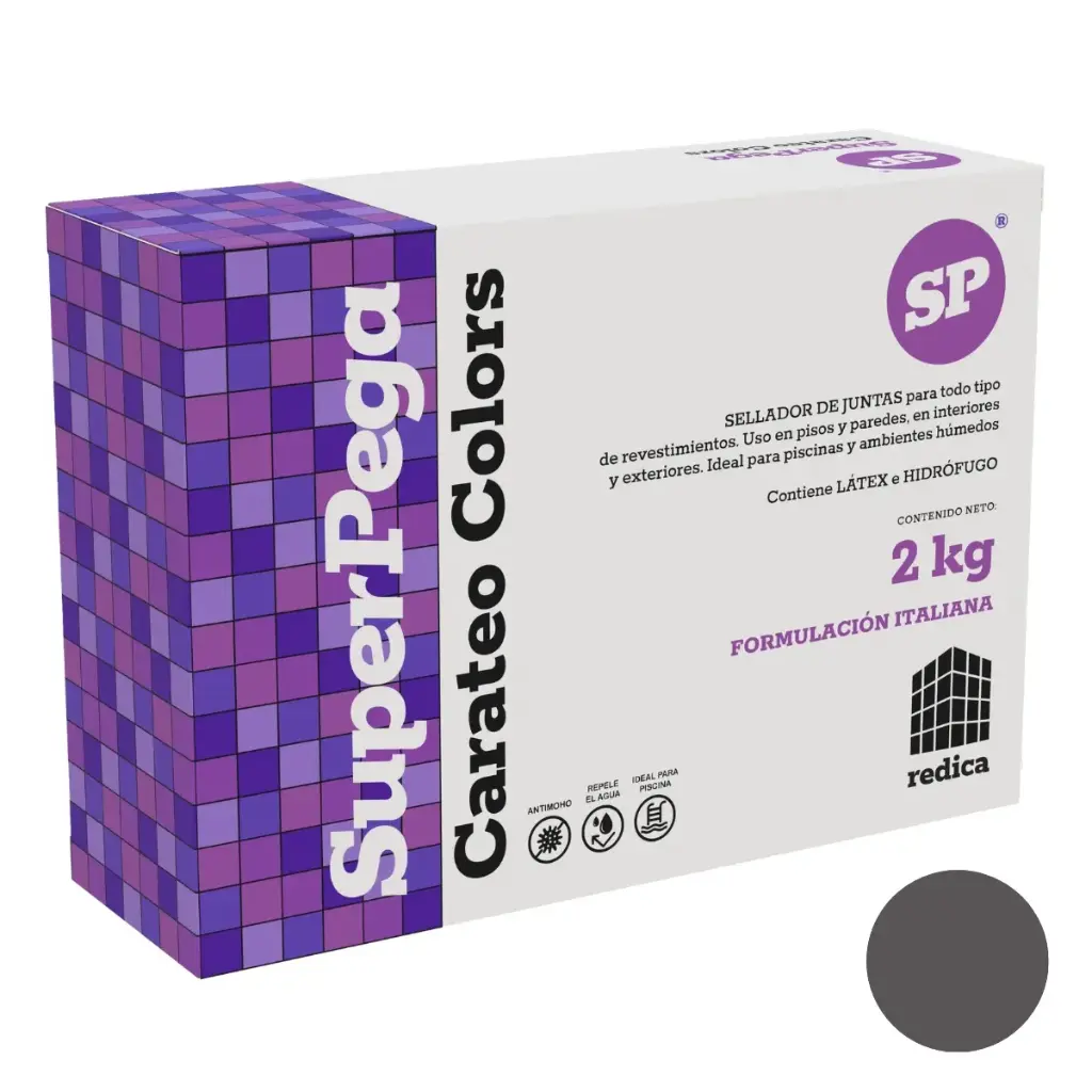 SUPER STUCCO GROUT CARATEO / SELLADOR DE JUNTAS 2 KG COLOR GRIS PIZARRA MARCA SUPER PEGA 