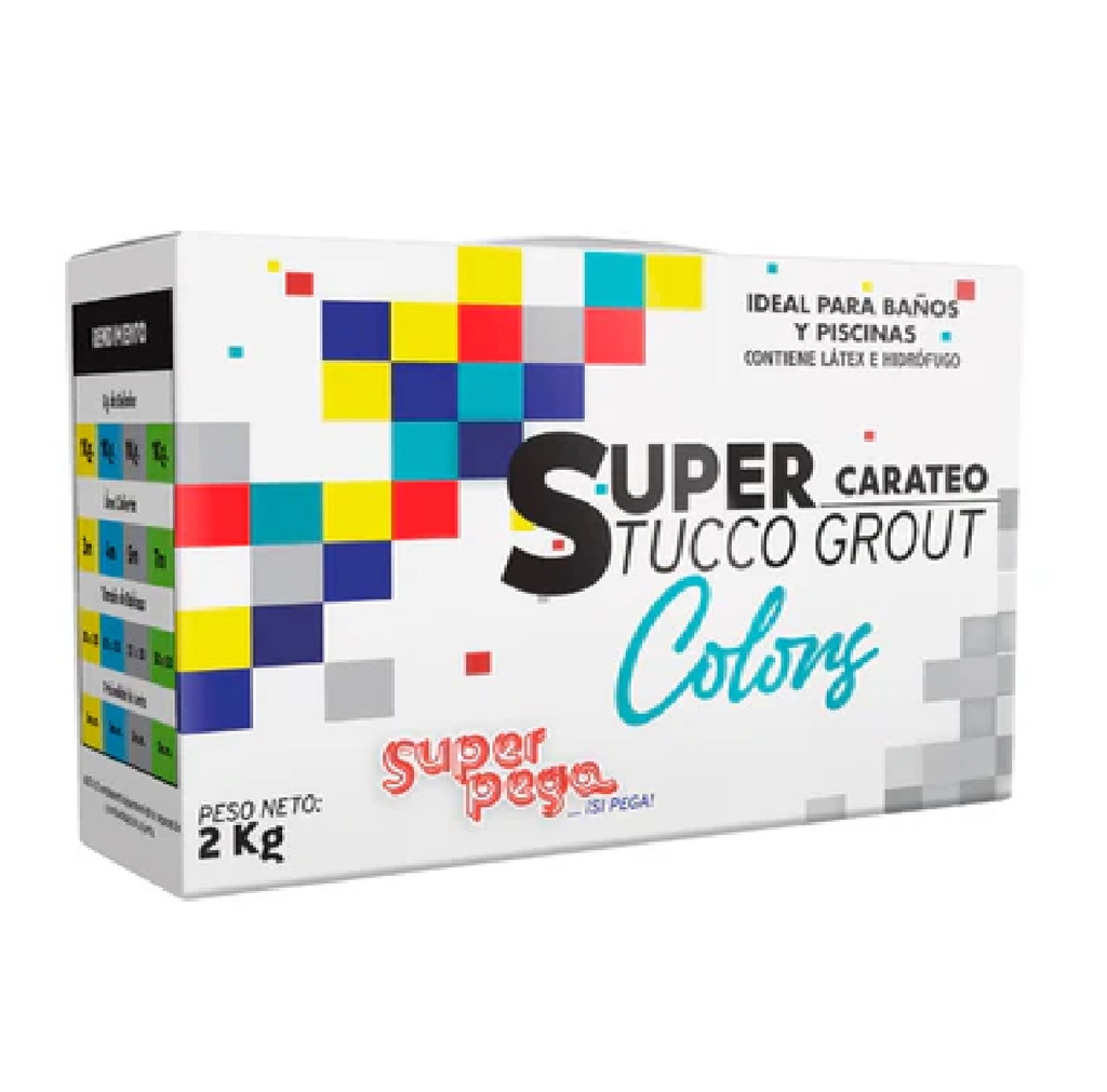 SUPER STUCCO GROUT CARATEO / SELLADOR DE JUNTAS 2 KG COLOR GRIS PIZARRA MARCA SUPER PEGA 